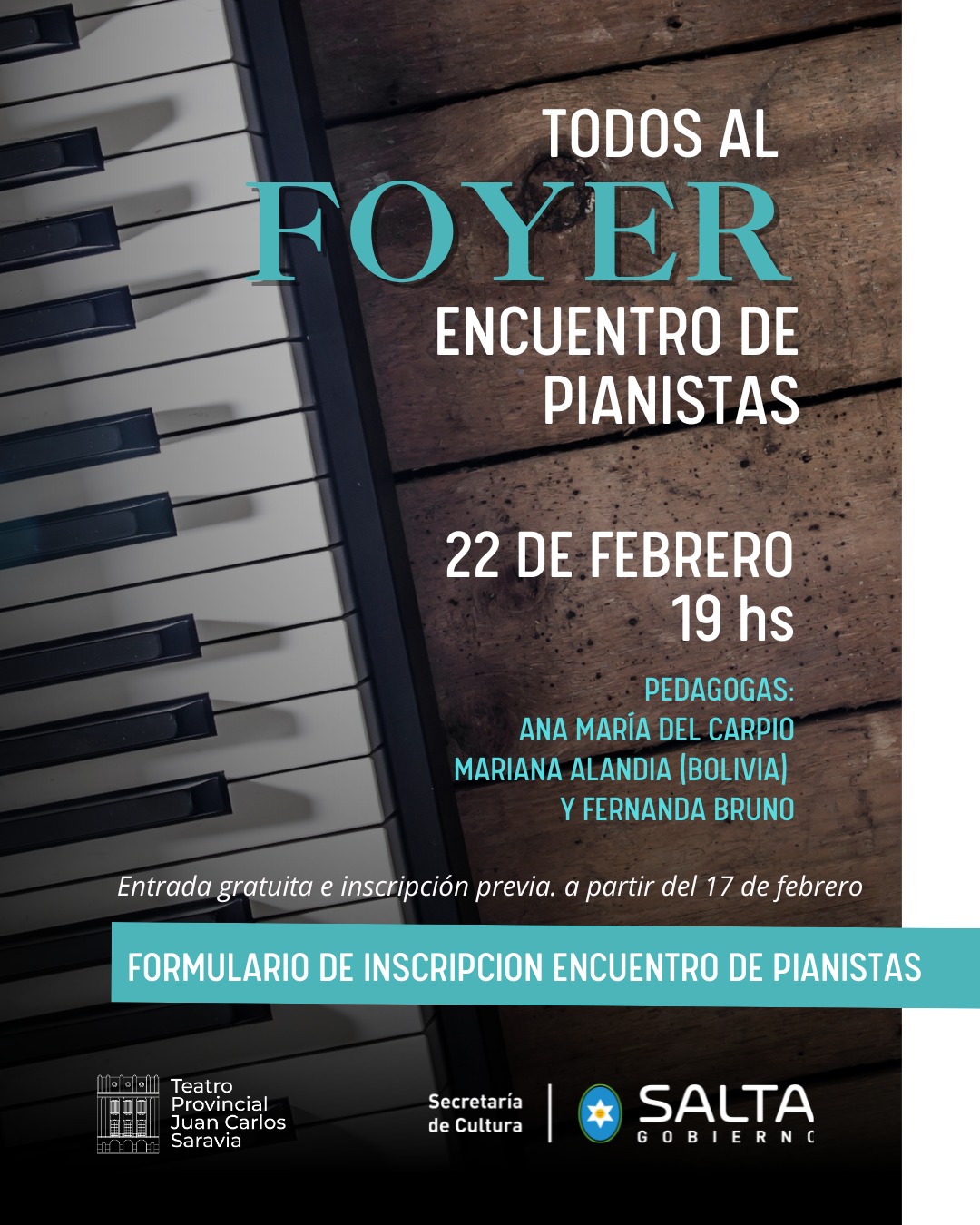 Todos al Foyer: Encuentro de pianistas en el Teatro Provincial