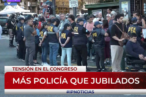Desmedido operativo en una nueva marcha de jubilados