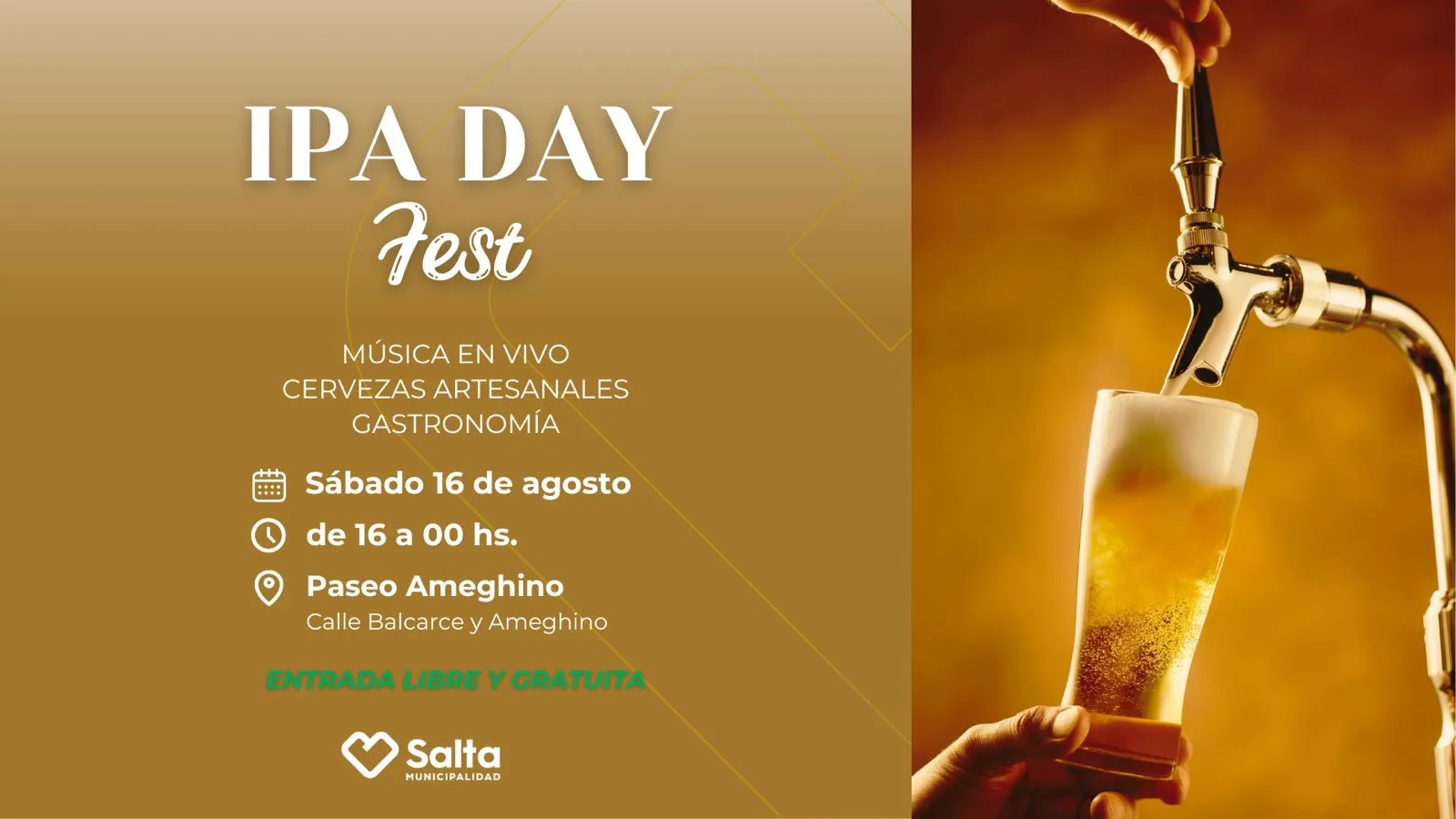 Salteños y turistas podrán disfrutar del ‘IPA Day Fest’ en el Paseo Ameghino