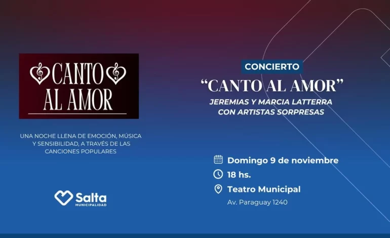 El Teatro Municipal será escenario del concierto “Canto al Amor”