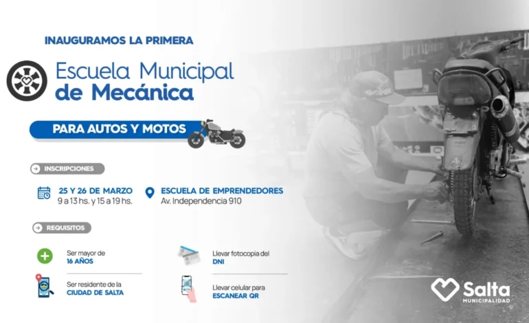 La Escuela Municipal de Mecánica abre inscripciones con formación en autos y motos