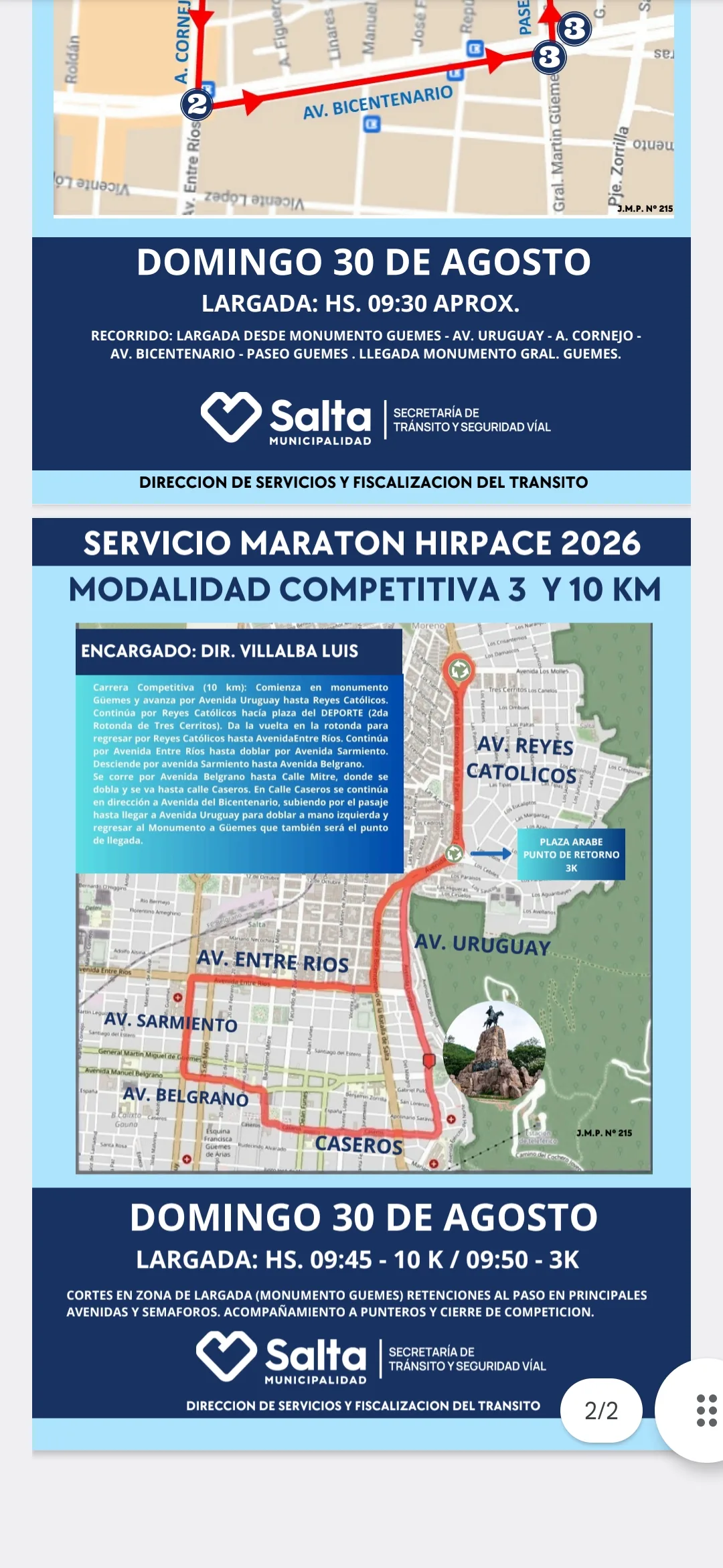 El municipio prepara un operativo de tránsito por la 36° Maratón de HIRPACE